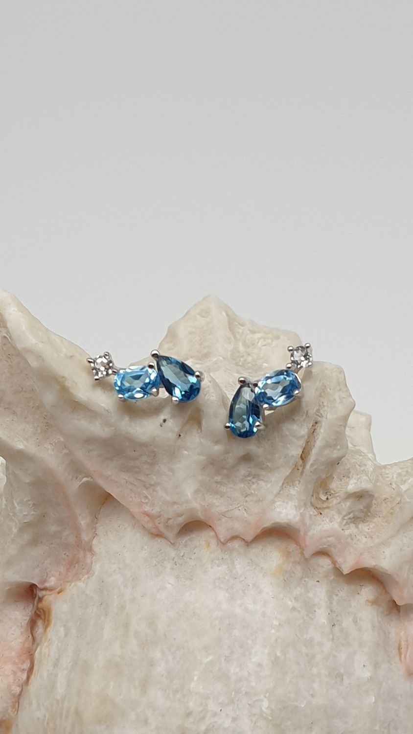 Orecchini in argento 925/000 e pietre nei toni del blu