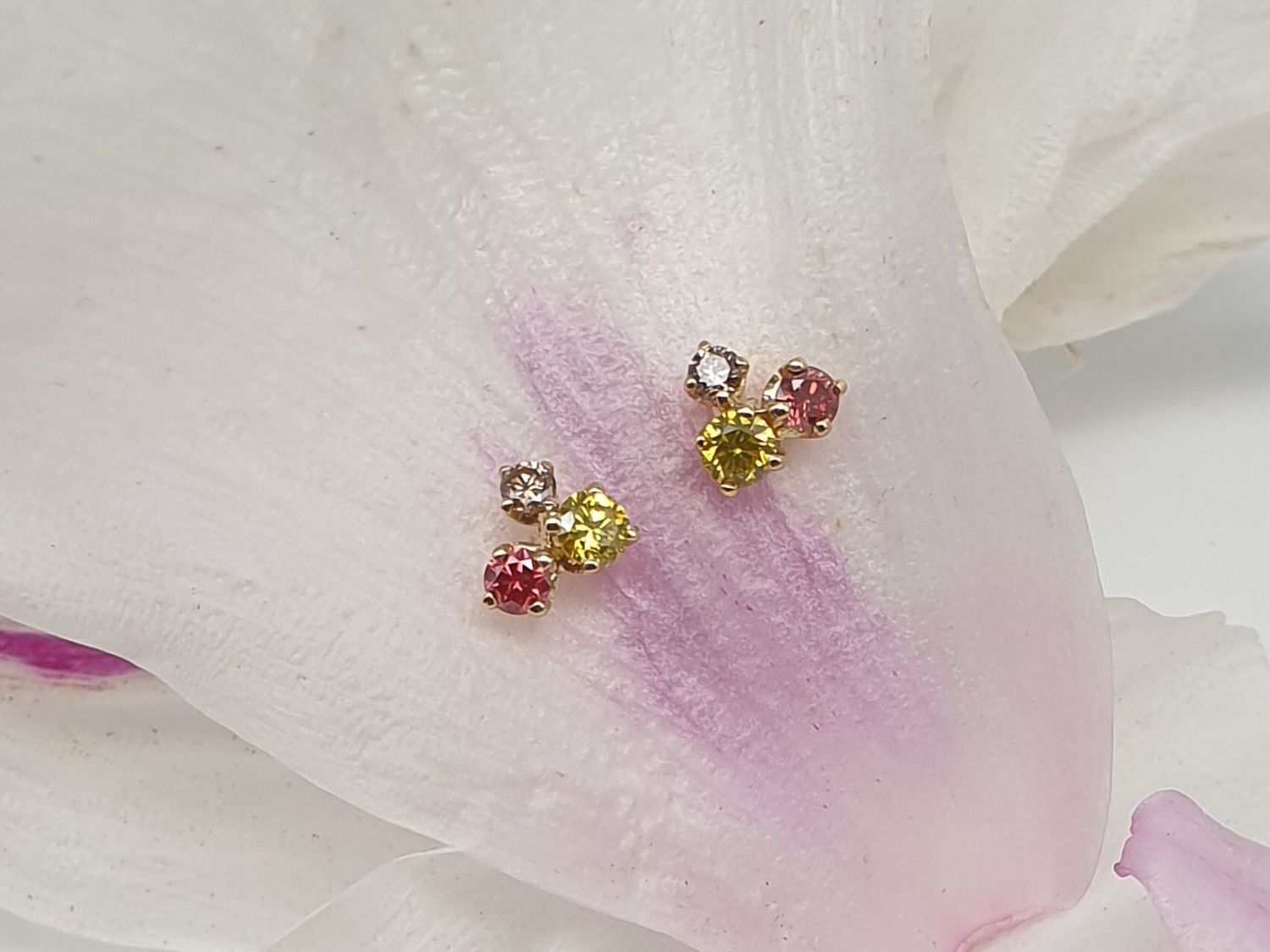 Orecchini Trilogy Yellow, Brown & Pink in Oro 750/000 (18ct)