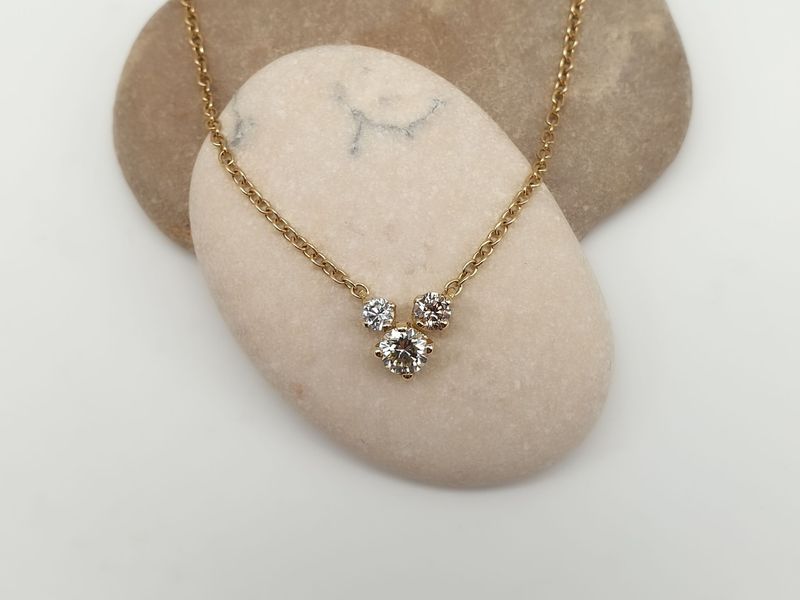 Girocollo Tris con Diamanti Brown, bianco e giallo