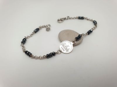 Bracciale 500 Lire in Argento con spienlli naturali Bracciale 500 Lire in Argento con spienlli naturali