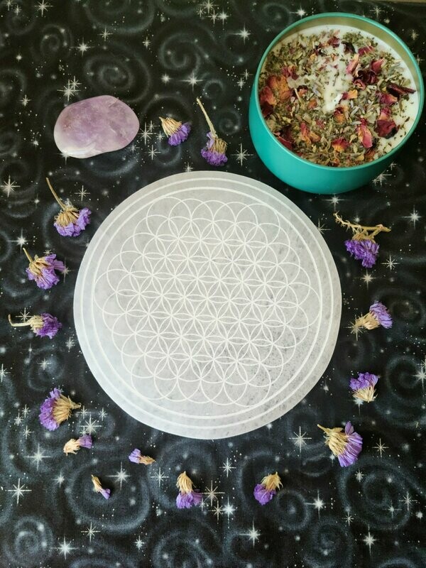 Flower of life Selenite plate