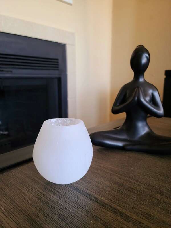 Selenite Sphere Candle Holder