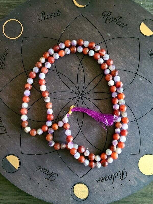 Carnelian/Amethyst Mala Beads