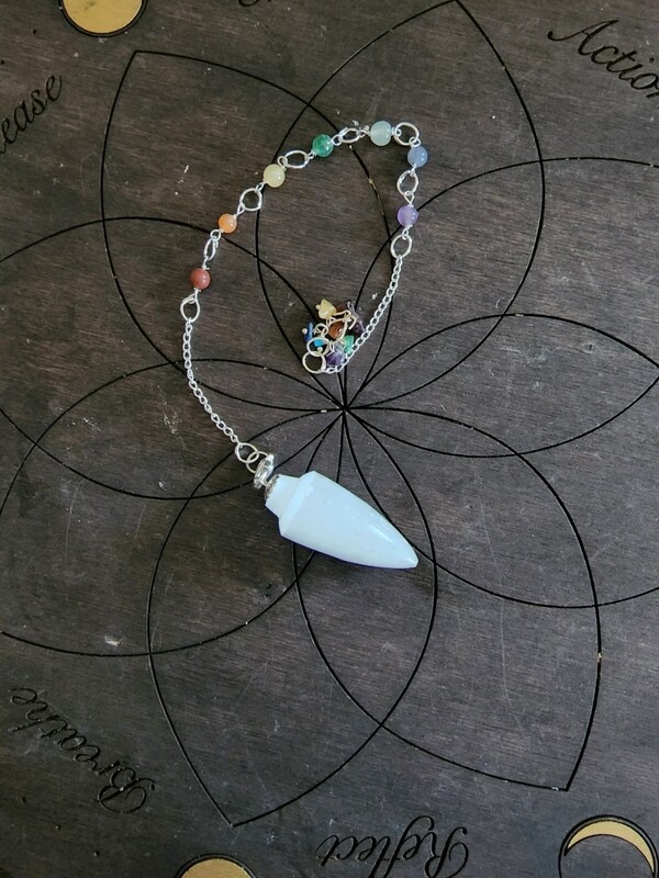 Selenite w/gems Pendulum