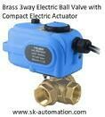 3 Way Brass Ball Valve with Small Compact Actuator