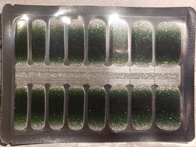 Glittery Green Silver Ombre