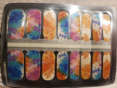 340- Watercolor whimsy Pink, Blue, Orange Pearl Finish