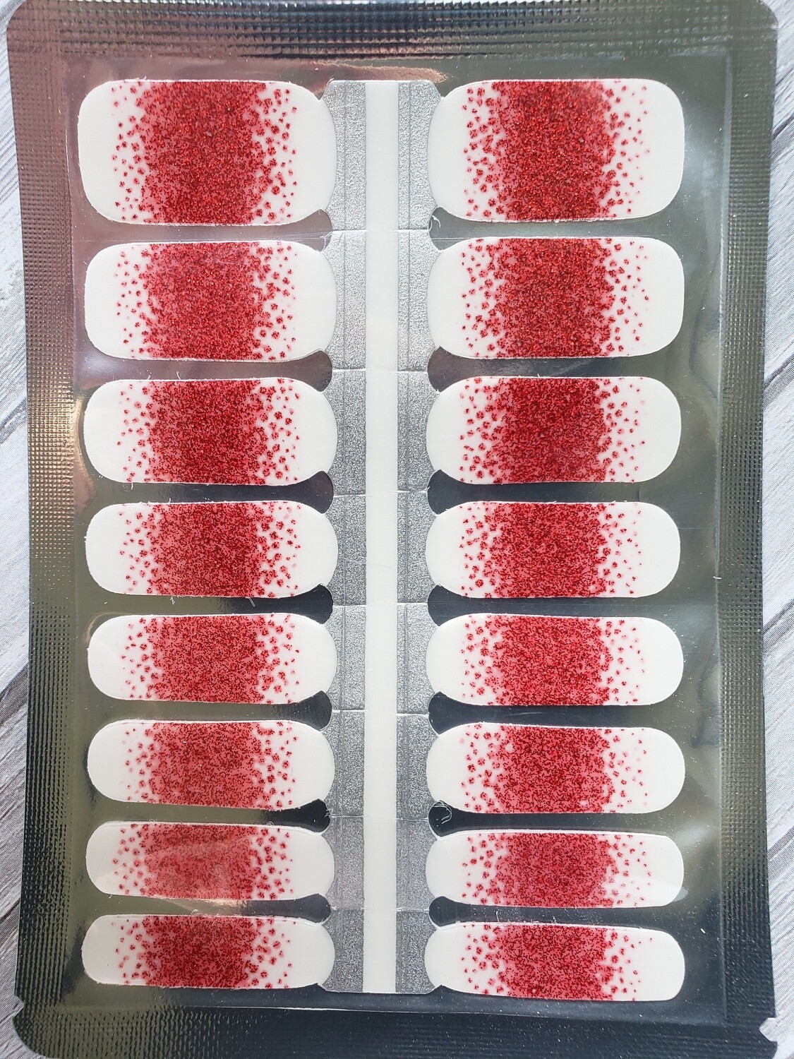 507- Red Glitter Tips- Clear