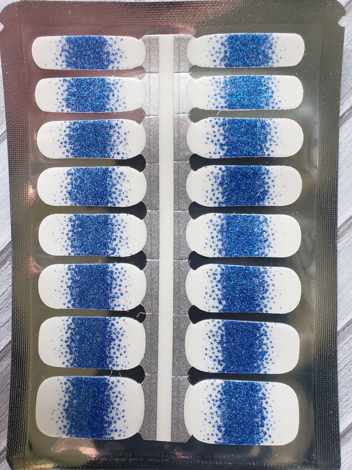 506- Royal Blue Glitter Tips- Clear