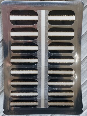 121- Black, White and  Gold Glitter Stripe