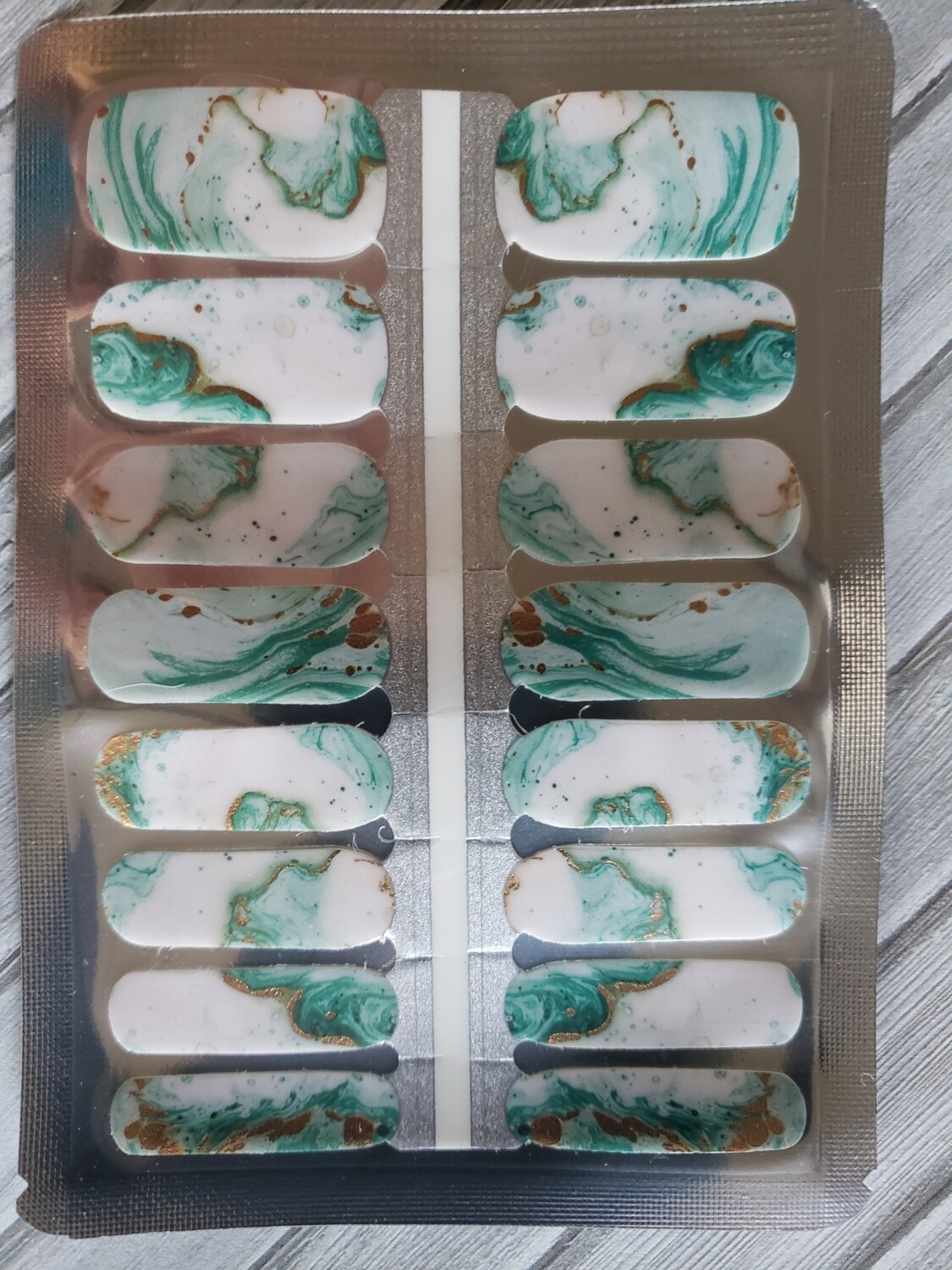 146- Turquoise, White Marble, Gold Foil