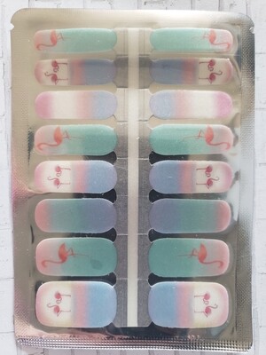 222- Pink Blue Green Ombre Flamingos