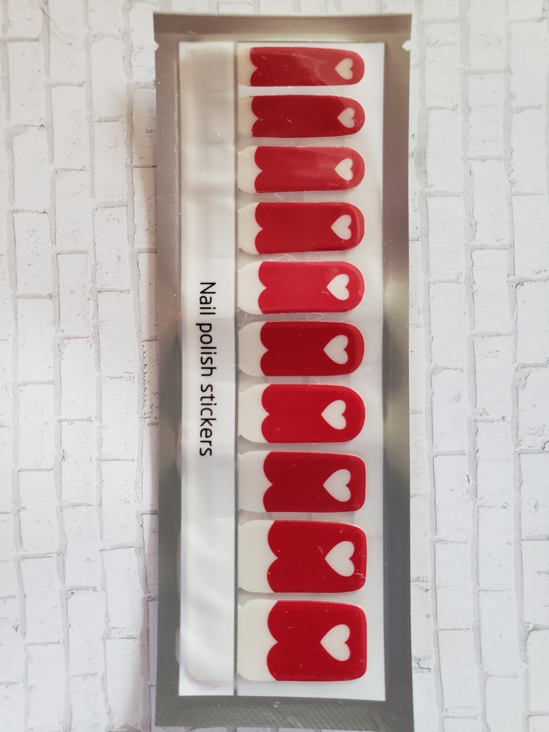 258- Red with clear Hearts (20 strips)