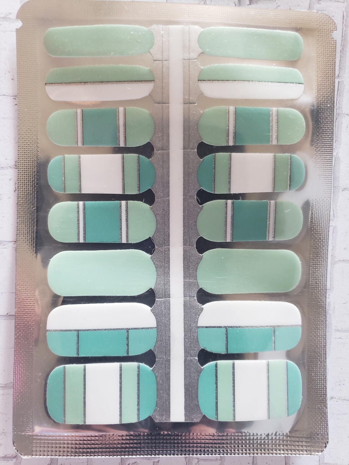 209- Light Green White Silver Foil