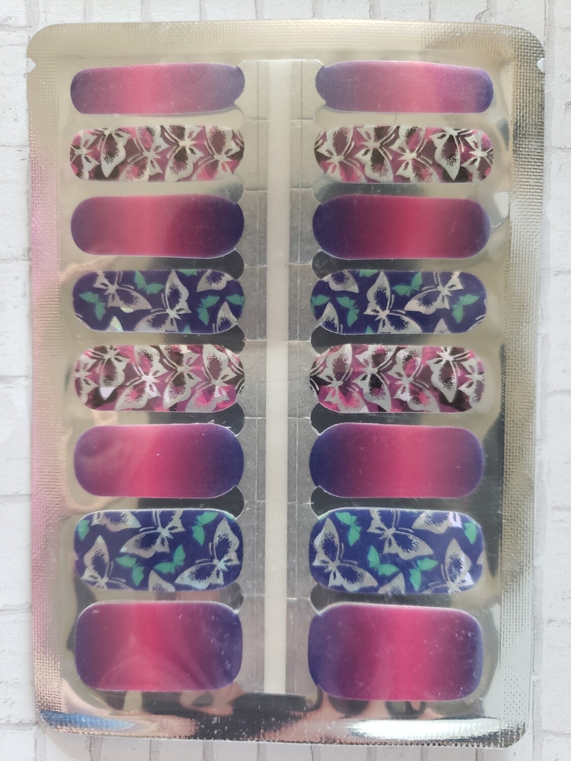 217- Holographic Butterfly, Pink, Purple Ombre Pearl