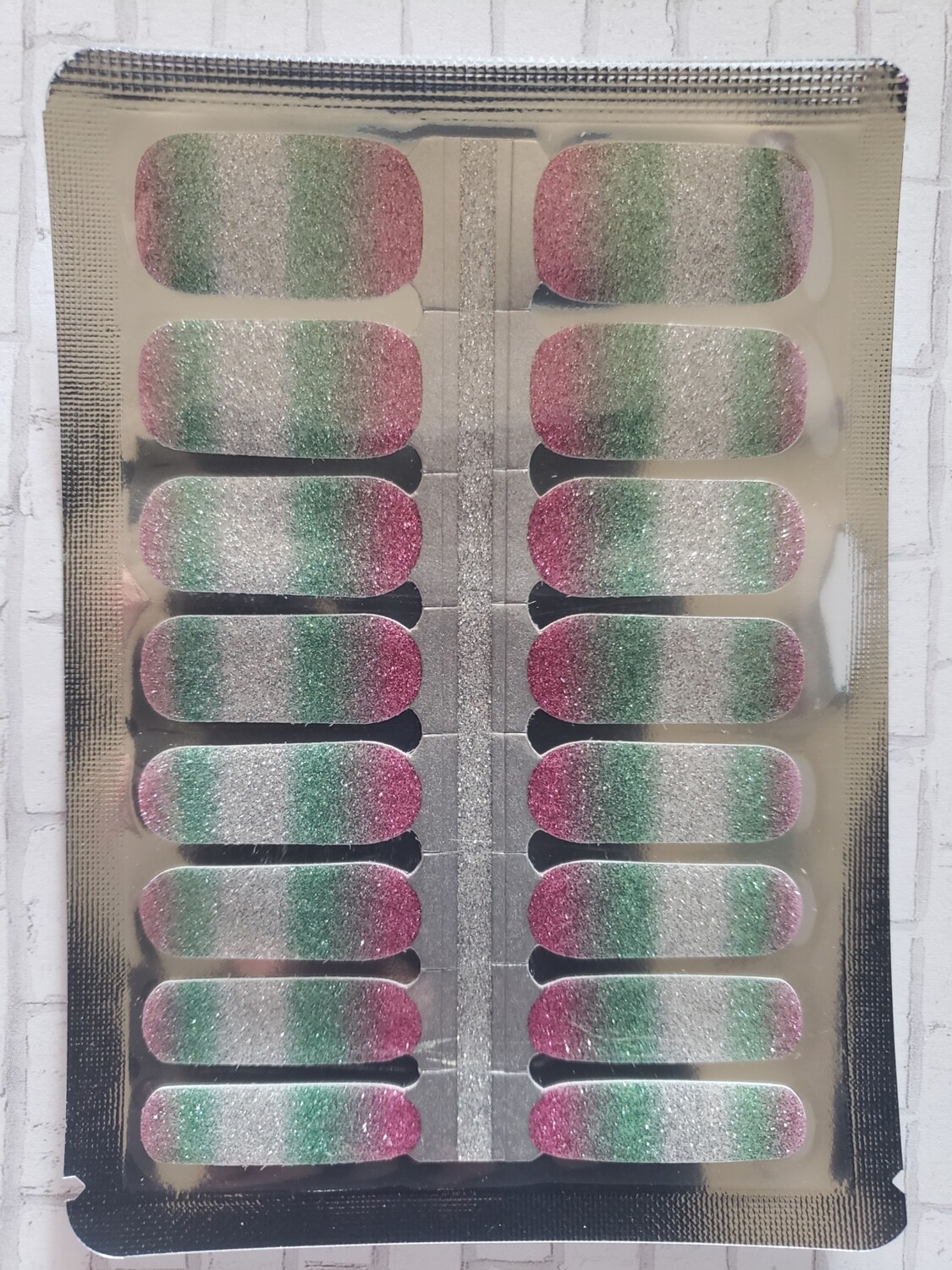 Pink, Green, Silver Ombré Glitter