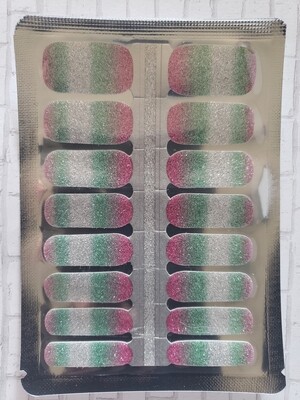 Pink, Green, Silver Ombré Glitter
