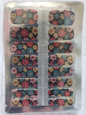 239- Black, Pink, Teal, Yellow, flowers Glitter