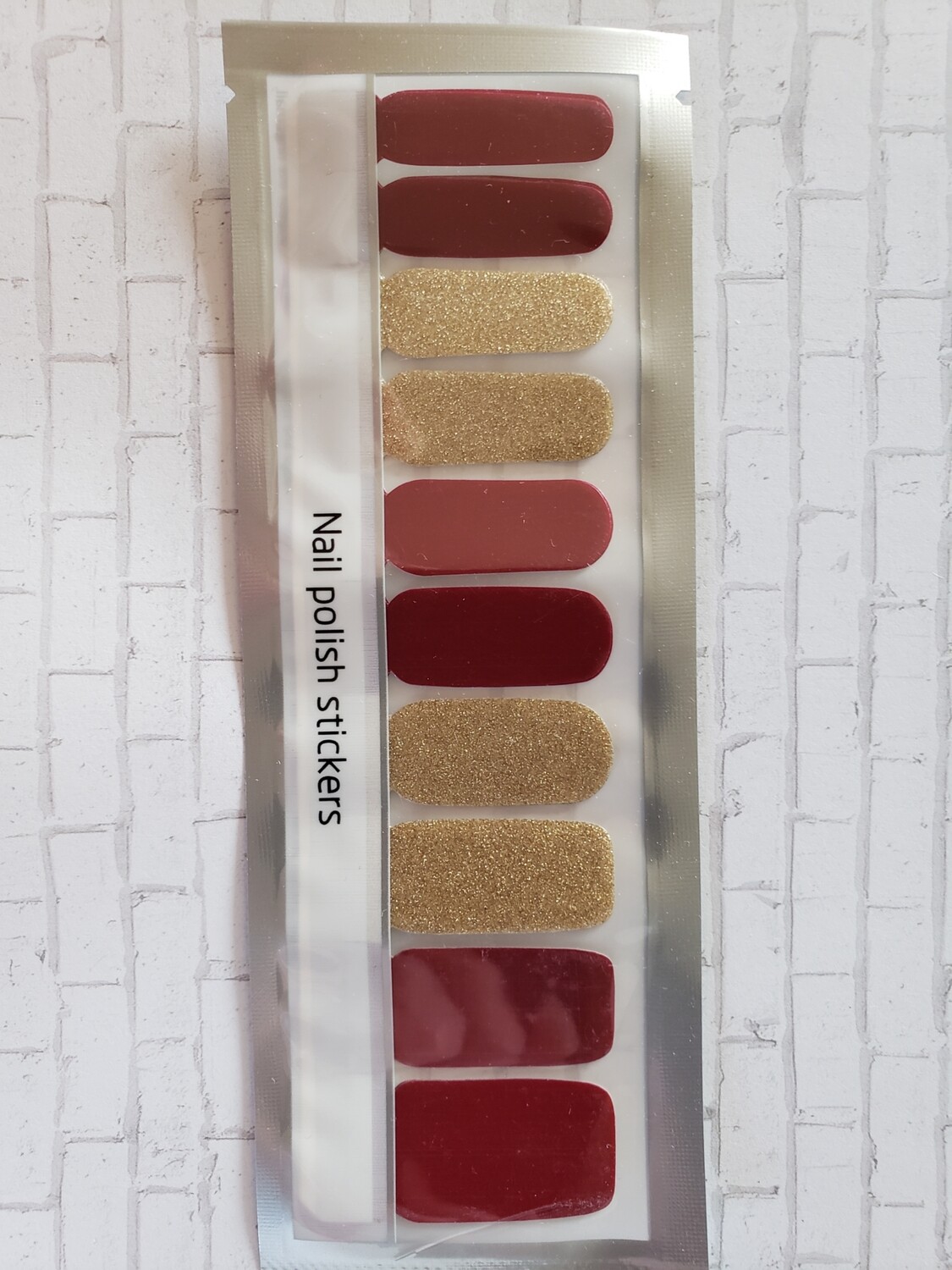 273- Deep Red and Gold Glitter (20 strip)