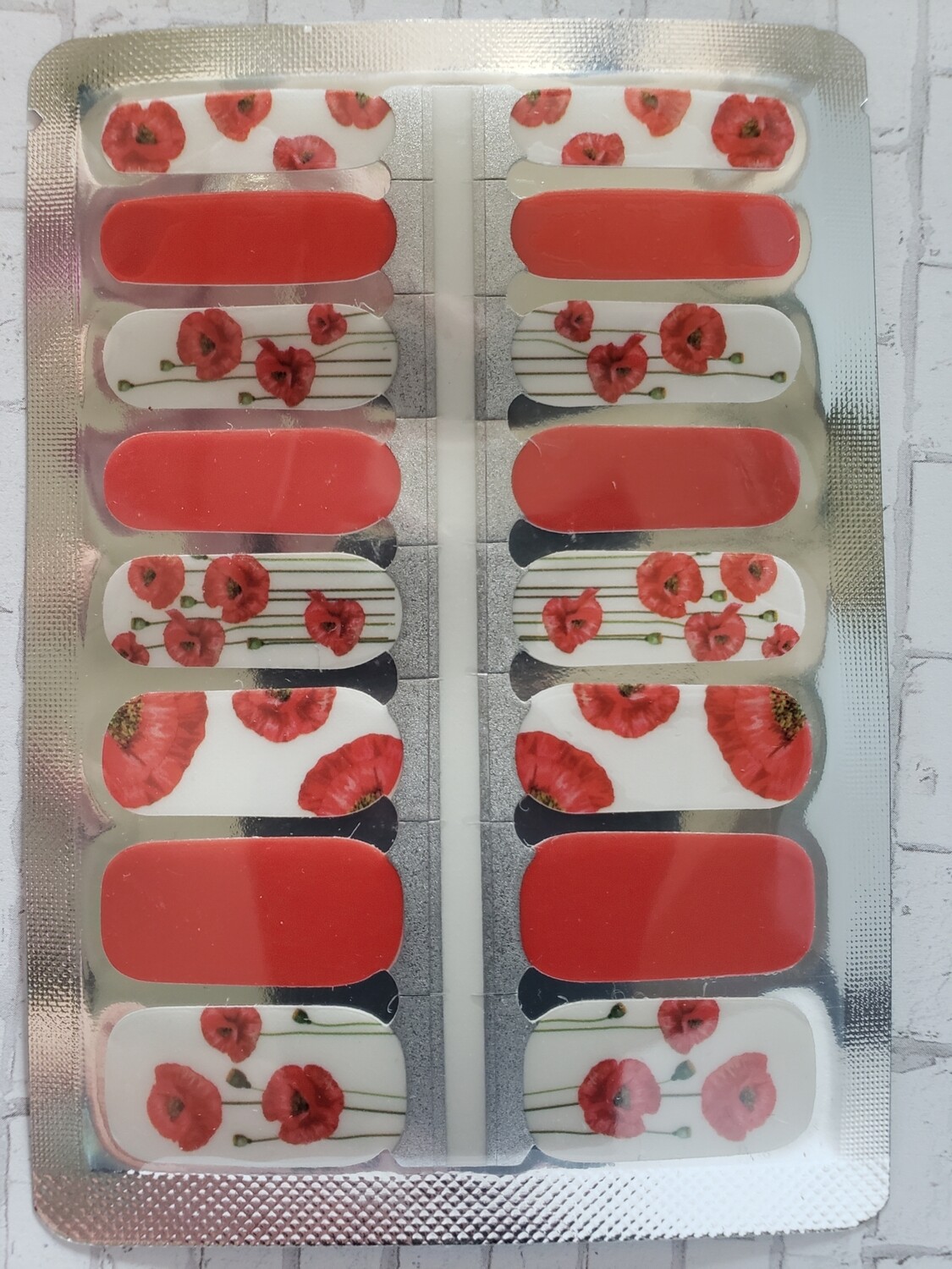 334- Poppy Red, white