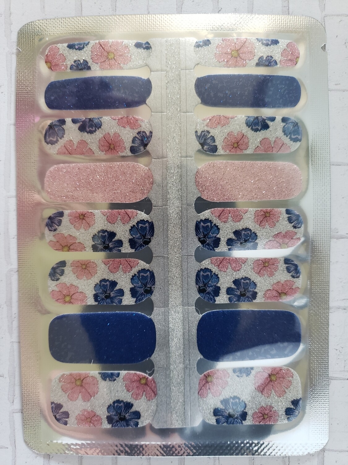 Blue &amp; Pink Flowers-Glitter