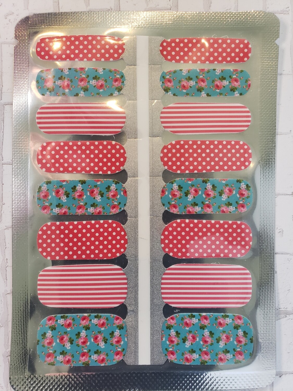 400- Pink, Aqua Flower, Stripe, Polka Dot
