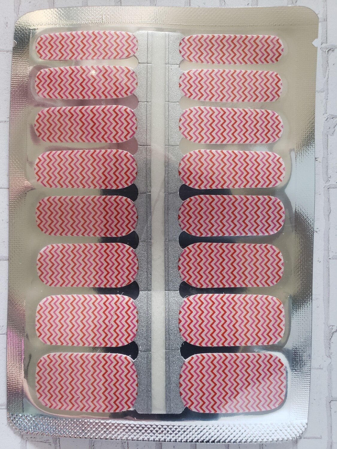 332- Red Pink Zig Zag Stripes pearl finish