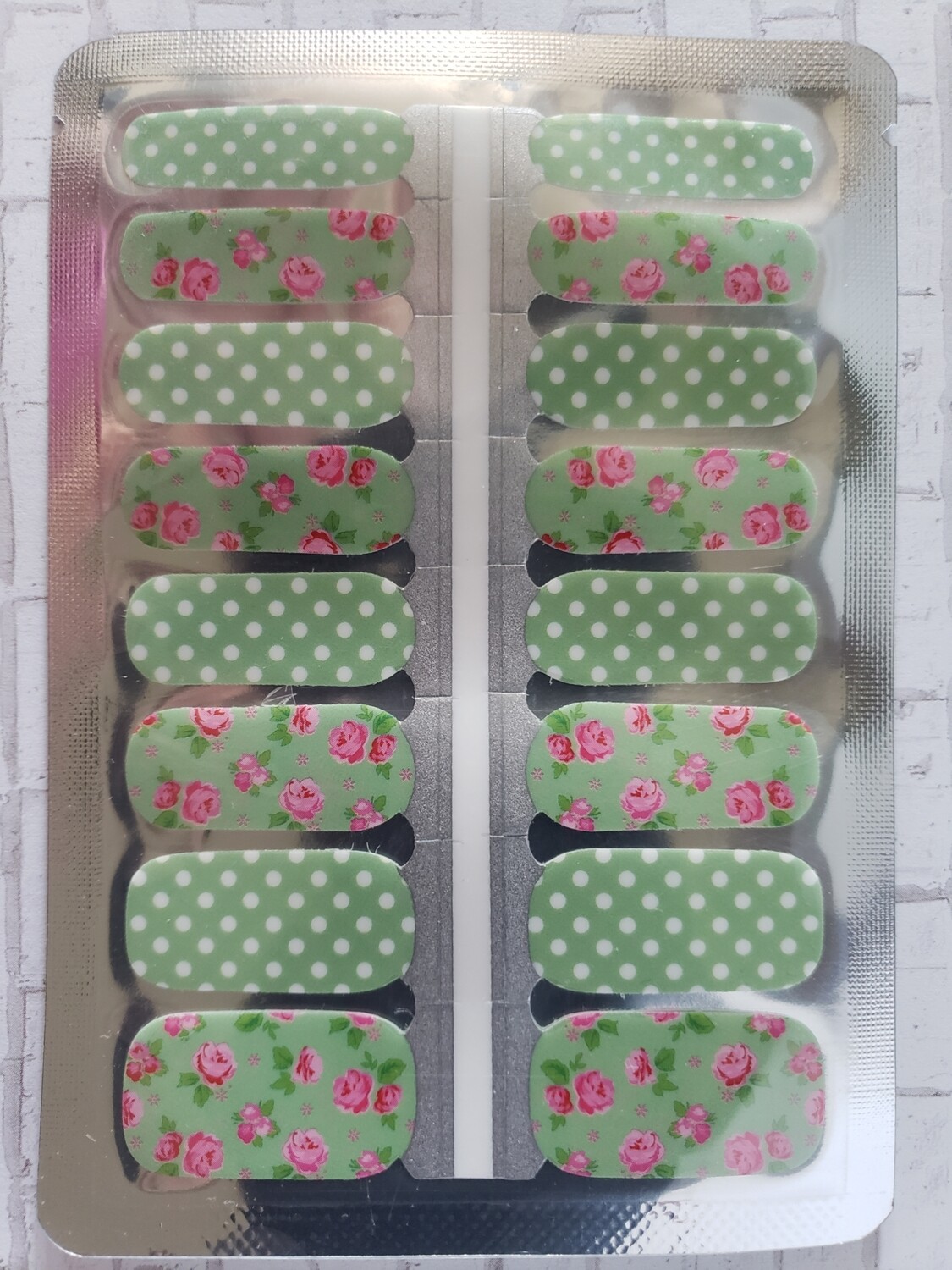 382- Green Pink Flower Polka Dot