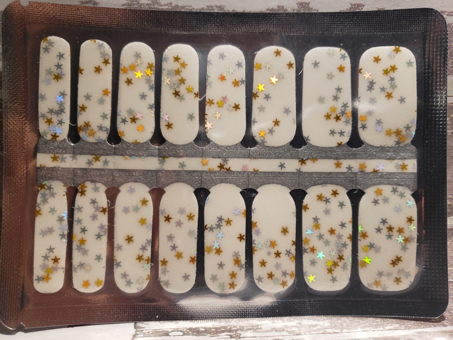 197- Silver &amp; Gold Stars- Clear