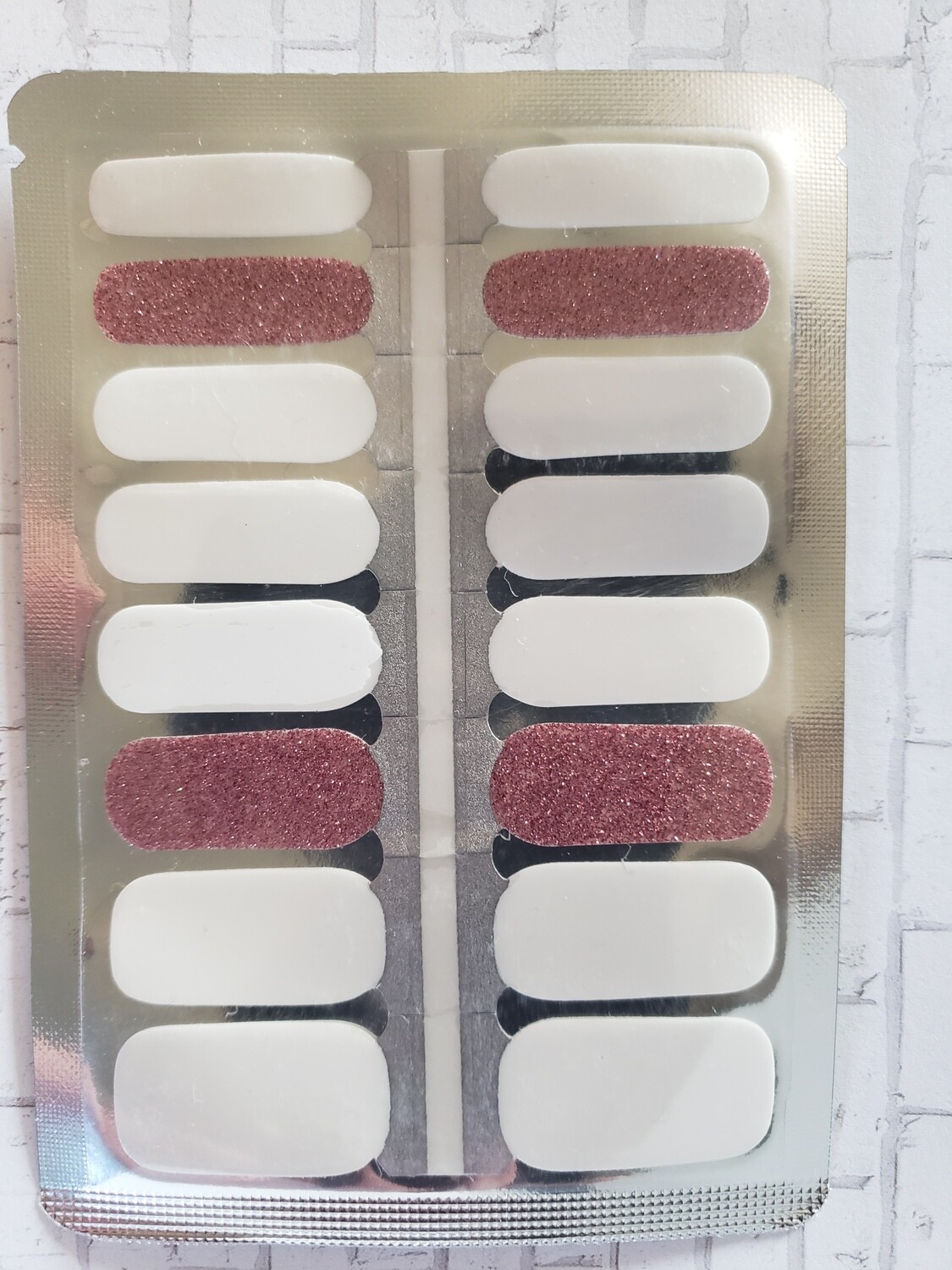 Med. Pink Glitter with Solid White