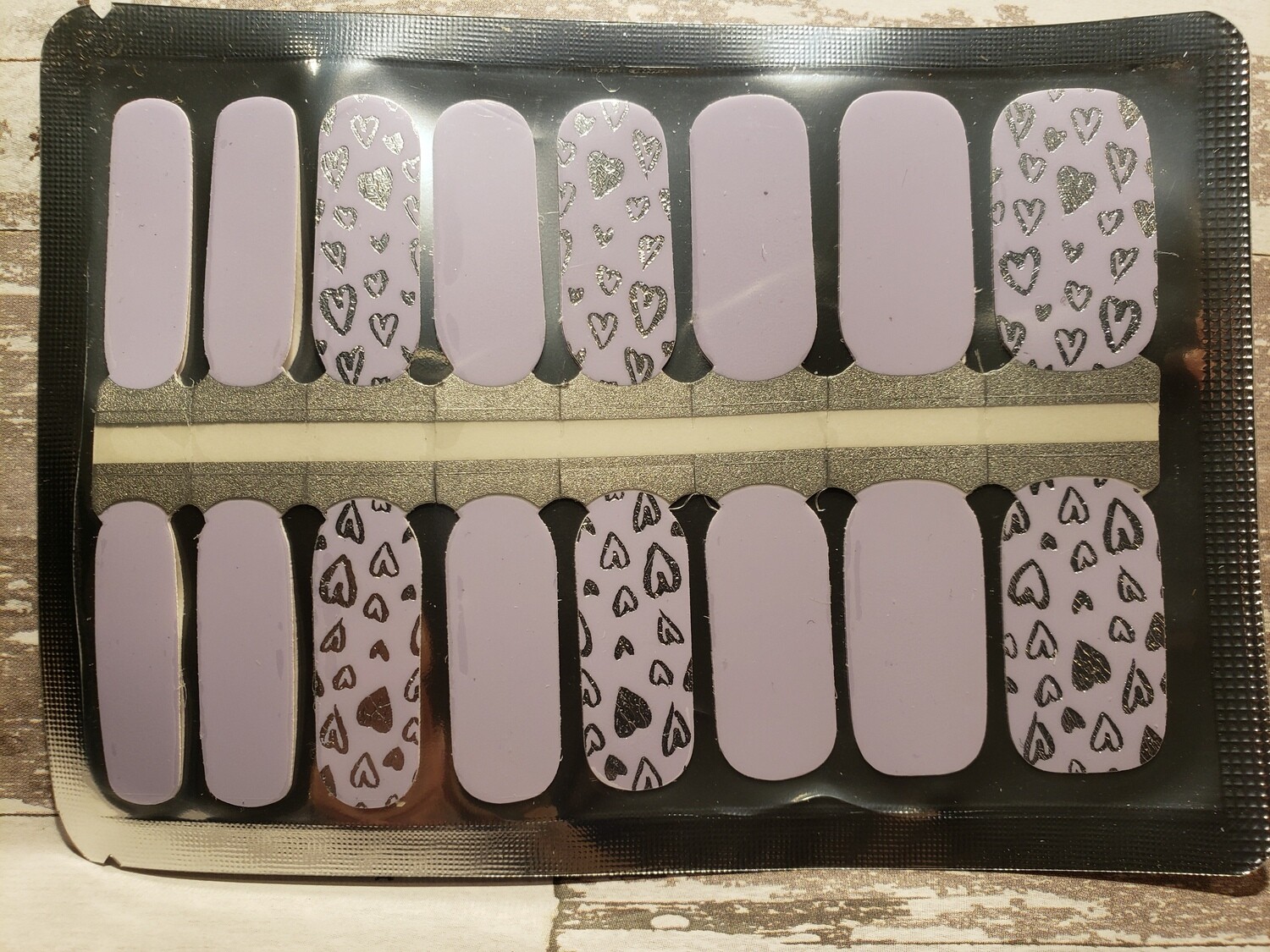 Lavender with Silver Foil Hearts