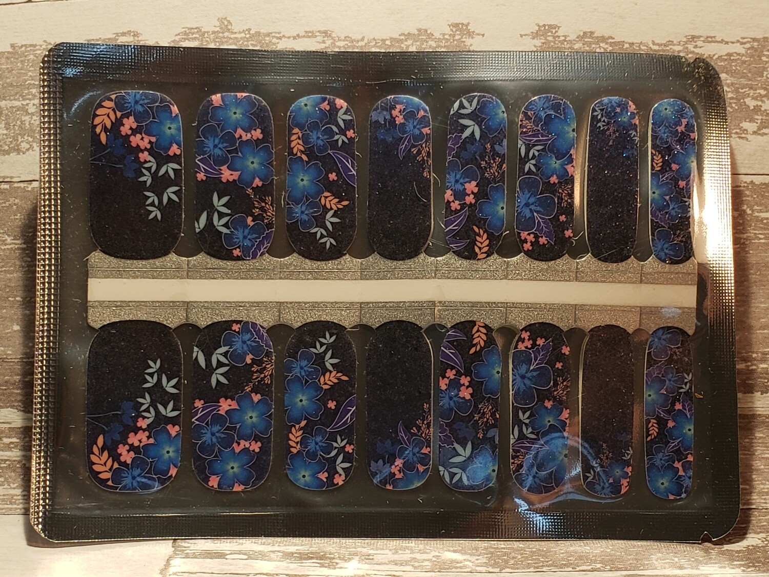 502- Mystical Flowers Blue Glitter