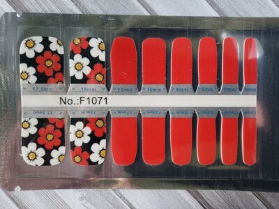 1071- Black &amp; Red Flowers- Toes