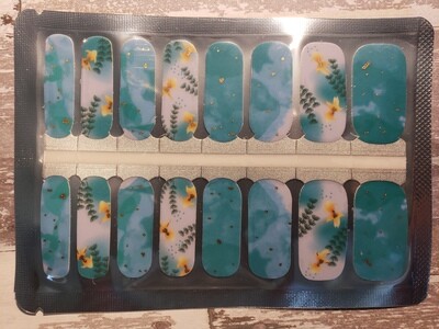 440- Blue Turquoise, Yellow flower