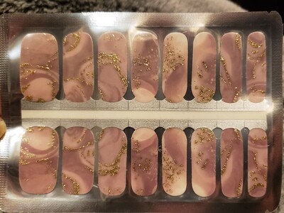 474- Muted Purple Mauve White Marble with Gold Glitter