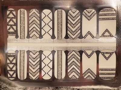 477- Clear, White Silver Glitter Aztec