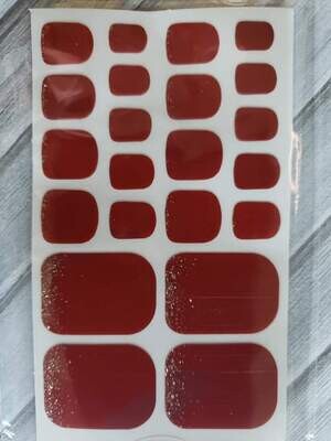 Z149- Deep Red, Gold Glitter Tips-Toes