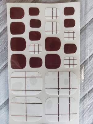 Z088- Burgundy, White Clear Stripes- Toes