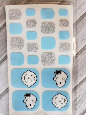 Z024- Blue, Silver Glitter Snoopy, Charlie Brown- Toes