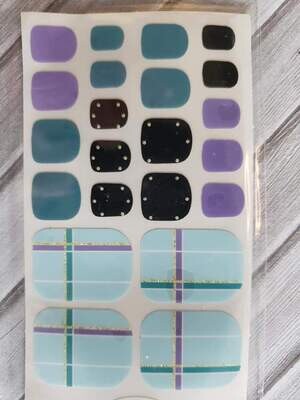 Z084- Aqua, Teal, Black, Purple-Toes