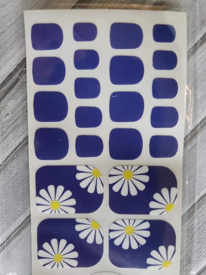 Z006- Blue White Daisy’s- Toes