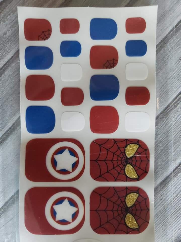 Z099- Spider-Man, Captain America, Red, White, Blue-Toes