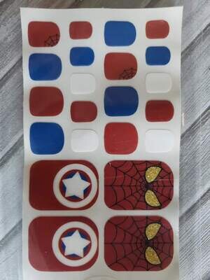 Z099- Spider-Man, Captain America, Red, White, Blue-Toes