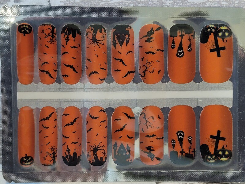 H101- Halloween Orange Bats Pumpkins