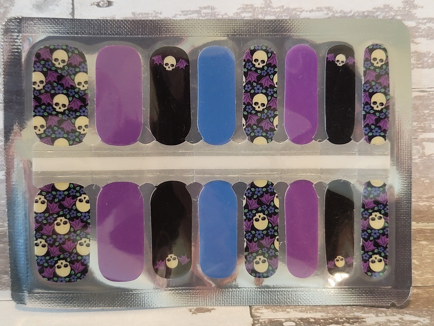 H104- Halloween Purple, Blue, Black, Skulls