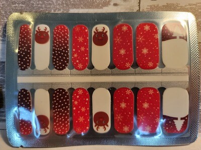 C103- Red White Reindeer &amp; Snowflakes