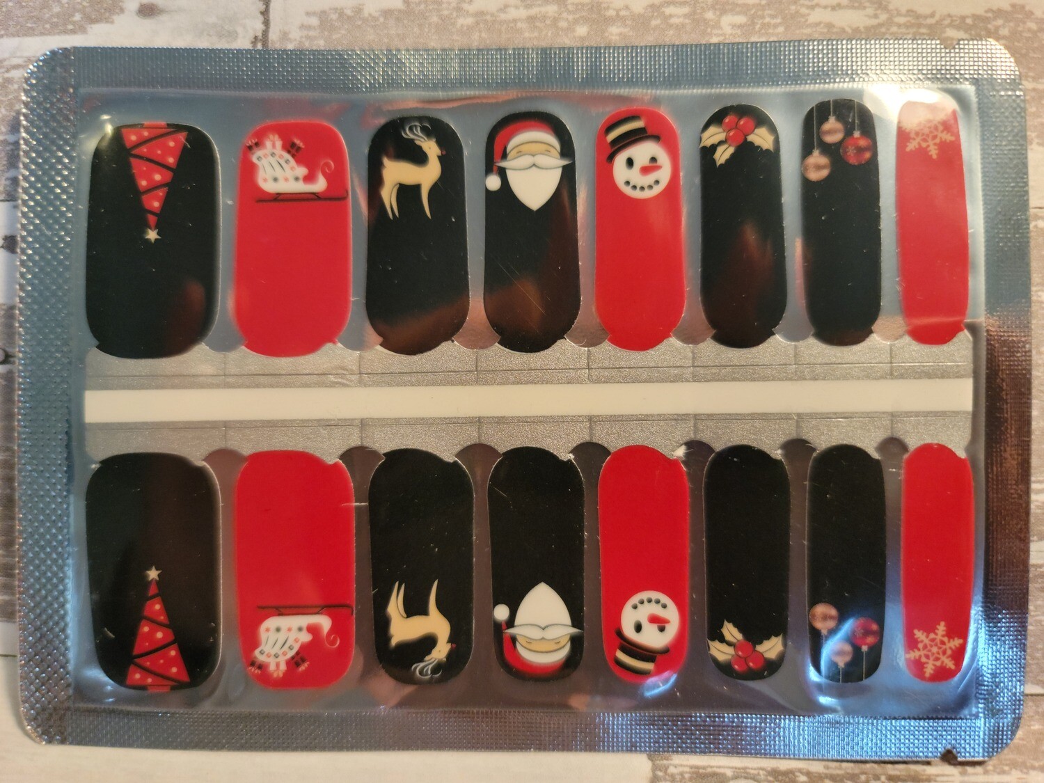 C106- Red and Black Santa, Snowman, Snowflake, Reindeer