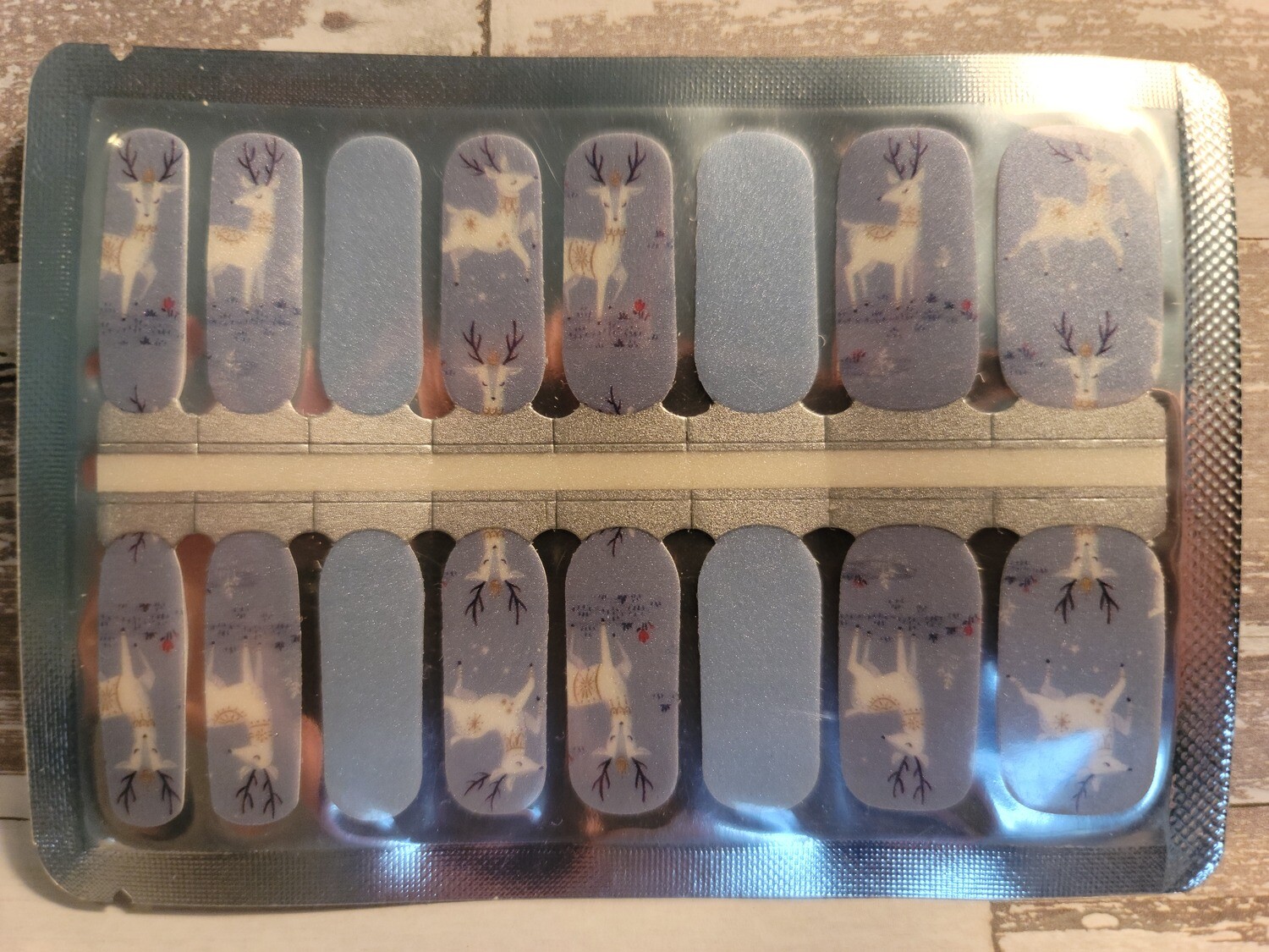 C105- Blue White Shimmer Reindeer