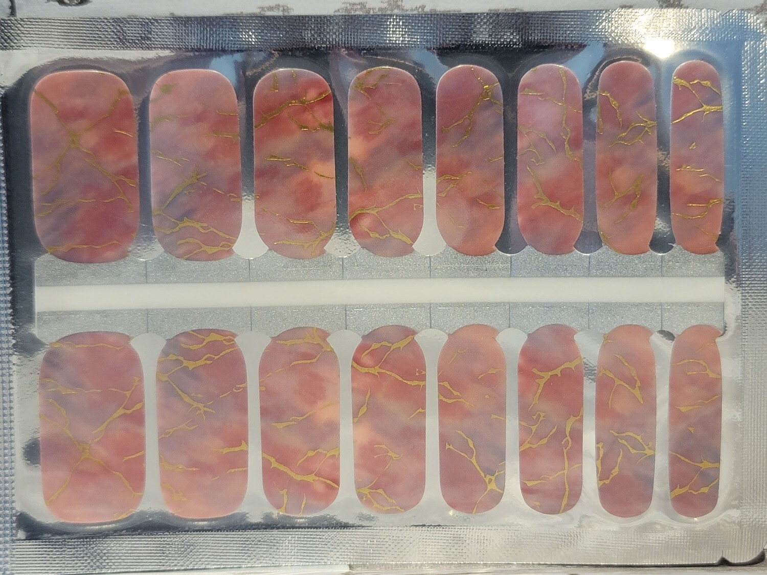 640- Pink, Peach, little Purple, Gold Foil Marble