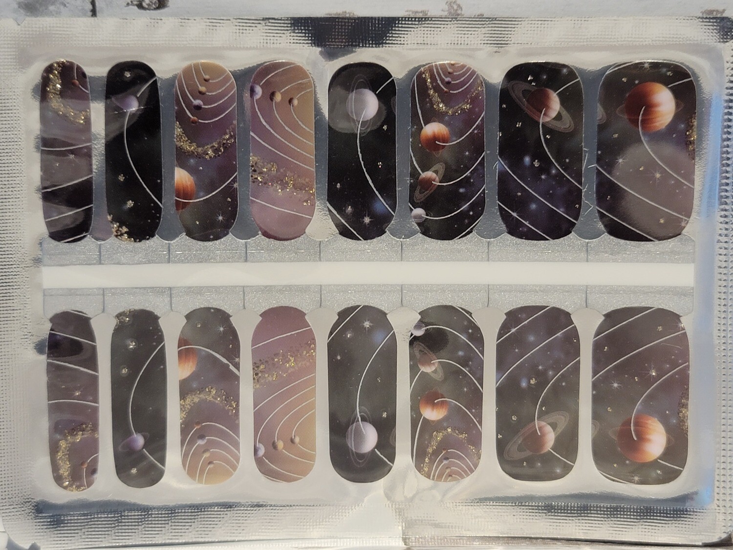 639- Black, Gray, Planets with little Glitter